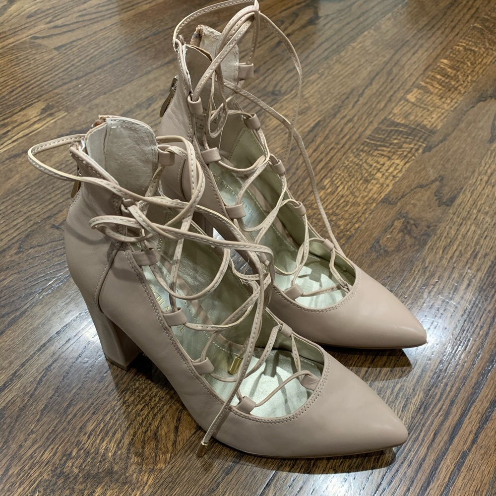 Saks Fifth Avenue Jinnette Leather Ankle Tie Pumps